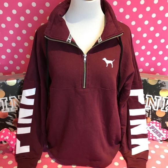 pink half zip sweatshirt